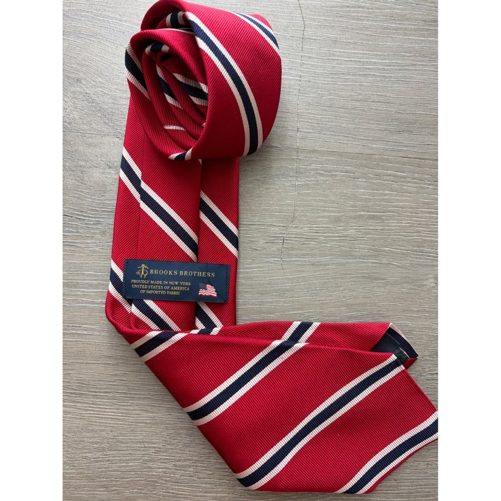 Brooks Brothers Mens Silk Tie Lot Red Rep Stripe Geometric Stirrup Print 2pc